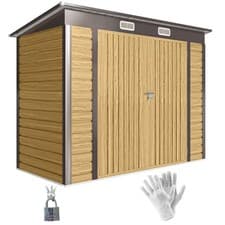 Image of Outsunny 8 x 4FT Metal Garden Storage Shed with Double Doors, Oak