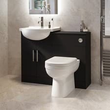 Image of 1050mm Black Toilet and Sink Unit with Round Toilet - Classi BUN/CLASMB415/98542