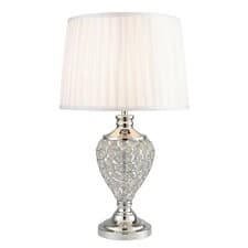 Image of Table Lamp Hepburn Large Crystal Glass with Matching Ivory Pleat Shade - Silver 