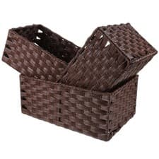 Image of 3 Pcs Woven Storage Basket Set With Imitation Rattan For Home Use