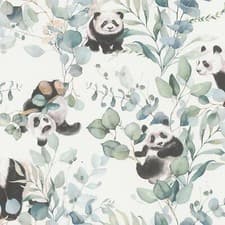 Image of Rasch Panda Leaves Kids Nursery Bedroom Non Woven Wallpaper 301144