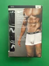 Image of Nike Men's Three Cotton Underwears Boxer Trunk 3 Pack Black Size Medium with box