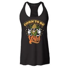 Image of Corn to be Wild Racerback Tank Top Funny Corn Sunglasses Dad Joke Shirt