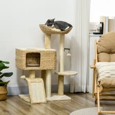 Image of Cat Tree, 95cm Cat Tower with Scratching Posts, Ramp, Condo, Bed, Beige