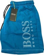 Image of HUGO BOSS BRAND NEW REGULAR FIT INNER LINEN NET BIG LOGO SWIM SHORT