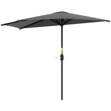 Image of Outsunny 3(m) Half Round Parasol Garden Sun Umbrella w/ Crank Dark Grey