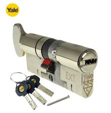 Image of Yale Platinum 3 Star 55/35 (90mm) Euro Thumb Turn Cylinder, Nickel c/w 3 Keys
