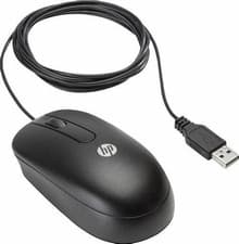 Image of HP USB Optical Two Button Mouse - Black (QY777AA) In OEM Packaging