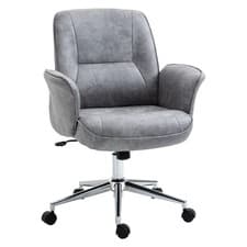 Image of Vinsetto Swivel Computer Office Chair Mid Back Desk Chair for Home, Light Grey