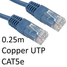 Image of Rj45 M To Rj45 M Cat5e 0.25M Blue Oem Moulded Boot Copper Utp Network Cable