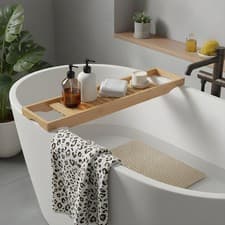 Image of OHS Bamboo Bath Tub Rack Storage Bathroom Caddy Shelf Tray Soap Holder Tidy Unit