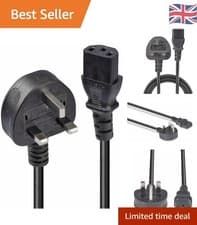 Image of 5m UK Mains 3 Pin Plug to IEC C13 Power Cable - Durable & Versatile Connection