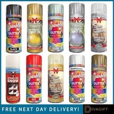 Image of GLITTER SPRAY PAINT SILVER GOLD CRAFT ART DECOR METALLIC FOR WOOD METAL PLASTIC