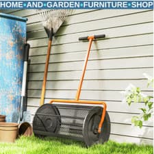 Image of 24" Compost Peat Moss Spreader with Adjustable Handle & Metal Mesh Basket Garden