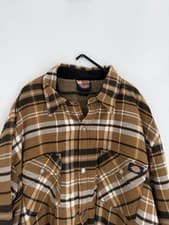 Image of Dickies Water Repellent Fleece Lined Flannel Shirt Jacket In Brown Duck Size XL