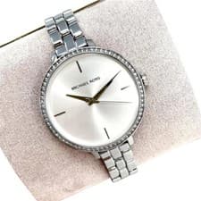 Image of NEW AUTHENTIC MICHAEL KORS CHARLEY SILVER CRYSTALS WOMEN'S MK4398 WATCH