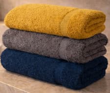 Image of 100% Egyptian Cotton Bath Sheet, Charcoal Ochre Navy, 500gsm, 140x90