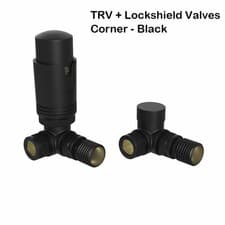Image of Thermostatic TRV Radiator Valves Set Angled/Corner/Straight Lockshield One Pair