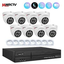 Image of 8pcs Full 8MP 2-Way Audio Array Dome Camera 16CH 8POE 4K NVR Security System