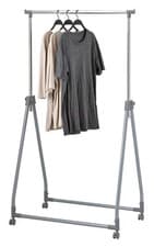 Image of Adjustable Chrome Clothes Rack with Wheels – Foldable & Portable, 89x49x99~167cm