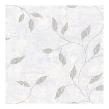 Image of Boutique Ornamental Leaf Wallpaper | Silver Textured Floral