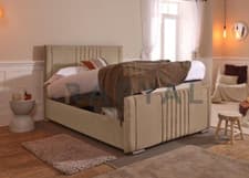 Image of CAIRO OTTOMAN STORAGE BED PANEL PLUSH VELVET UPHOLSTERED BED FRAME