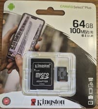 Image of KINGSTON 64GB Canvas Select Plus Micro SDXC Card UHS-I Class 10 A1 U1 MicroSDXC