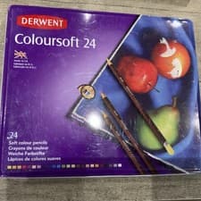 Image of Derwent Coloursoft Pencil Set in Original Tin - 24 BRAND NEW scratch on tin