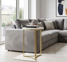 Image of Gabriella Accent Side Table/Round Marble Top End Table,White-ST109MW