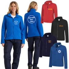 Image of Custom Printed Fleece Jacket Ladies Full Zip Workwear PERSONALISED Uniform Coat