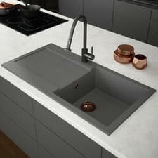 Image of Comite Granite Single Bowl Kitchen Sink-GREY- with Reversible Drainer-Undermount