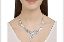 Image of Rare and magnificent Swarovski necklace with baguette crystals and pearls.