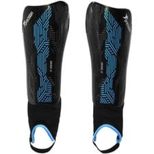 Image of S - Football Shin Pads & Ankle Guards BLACK/CYAN High Impact Slip On Leg Cover