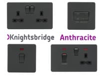 Image of VAT INC KNIGHTSBRIDGE SCREWLESS FLATPLATE LIGHT SWITCHES & SOCKETS ANTHRACITE