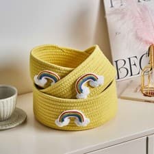 Image of E&W Cotton Kids' Storage Basket, Cute Children Room Organisation, SET OF 3