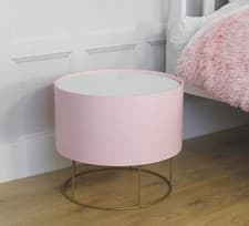 Image of Storage Foot Stool Pink Velvet Pouffe Metal Stand Home Decor Kid's Room Round