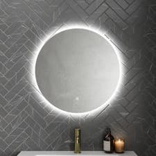 Image of Round LED Mirror Bathroom Backlit Touch Demister Pad Mains Powered 600x600mm