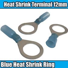 Image of 12.5mm Blue Ring Terminal Heatshrink Connect Electrical Wire No Climp Heat Seal