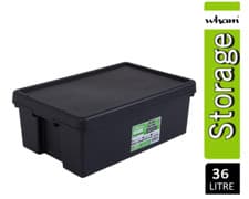 Image of Wham Bam Super Strong Recycled Black Heavy Duty Storage Box 36 Litre