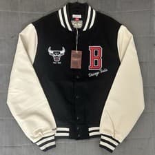 Image of Mitchell and Ness CHICAGO BULLS Varsity Jacket L Black Wool Blend Retro NWT $275