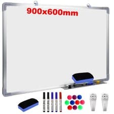 Image of Magnetic Whiteboard Large 900x600 White Board Dry Wipe Notice Office School Home