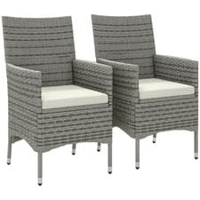 Image of Outdoor Rattan Armchair Garden Dining Chair Set 2 Pieces Furniture Mixed Grey