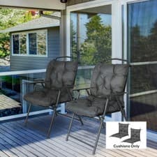Image of Set of 2 Garden Chair Cushions Seat Pad w/ Backrest Outdoor & Indoor Use