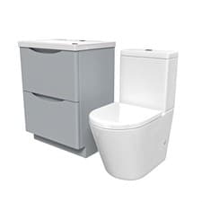 Image of Matte Grey 500mm Basin Vanity Unit and Rimless Close Coupled Toilet