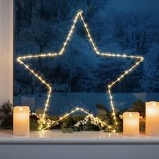 Image of Christow Christmas Star Window Light Battery Operated with Timer 60cm Warm White