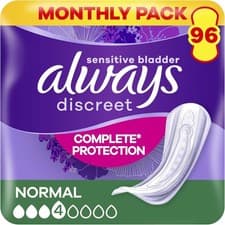 Image of Always Discreet Normal Incontinence Pads Women Bladder Weakness 96 Pack