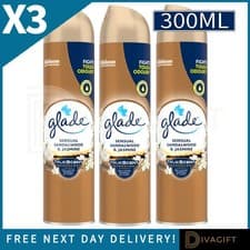 Image of 3 x GLADE SENSUAL SANDALWOOD & JASMINE AIR FRESHENER AEROSOL ROOM SPRAY 300ML