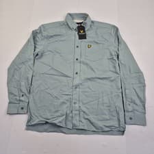 Image of LYLE & SCOTT Shirt Medium Blue Mens Long Sleeve Cotton Blend Oxford Logo