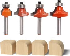 Image of 4Pcs round over Router Bits 1/4 Shank, Roundover Beading Router Bit Set, Tungste