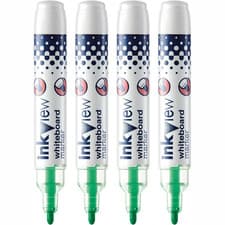 Image of Uni-Ball Inkview Whiteboard Marker Pens - Bullet Tip PWB-202 - Pack of 4 - Green